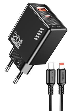 KAKUSIGA KSC-1240 PD20W+QC3.0 charger set Private Model (EU) Type-C to Lightning