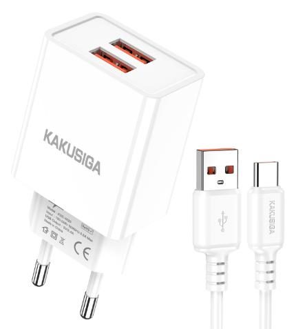KAKUSIGA KSC-1621 Dual Port Charger Set (EU) (Lightning)
