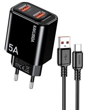 KAKUSIGA KSC-1666 Dual-Port Private Model Charger Kit (EU) USB to Lightning