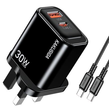 KAKUSIGA KSC-2212 PD30W + QC3.0 Private Mold Charger Set (UK) Type-C to Lightning