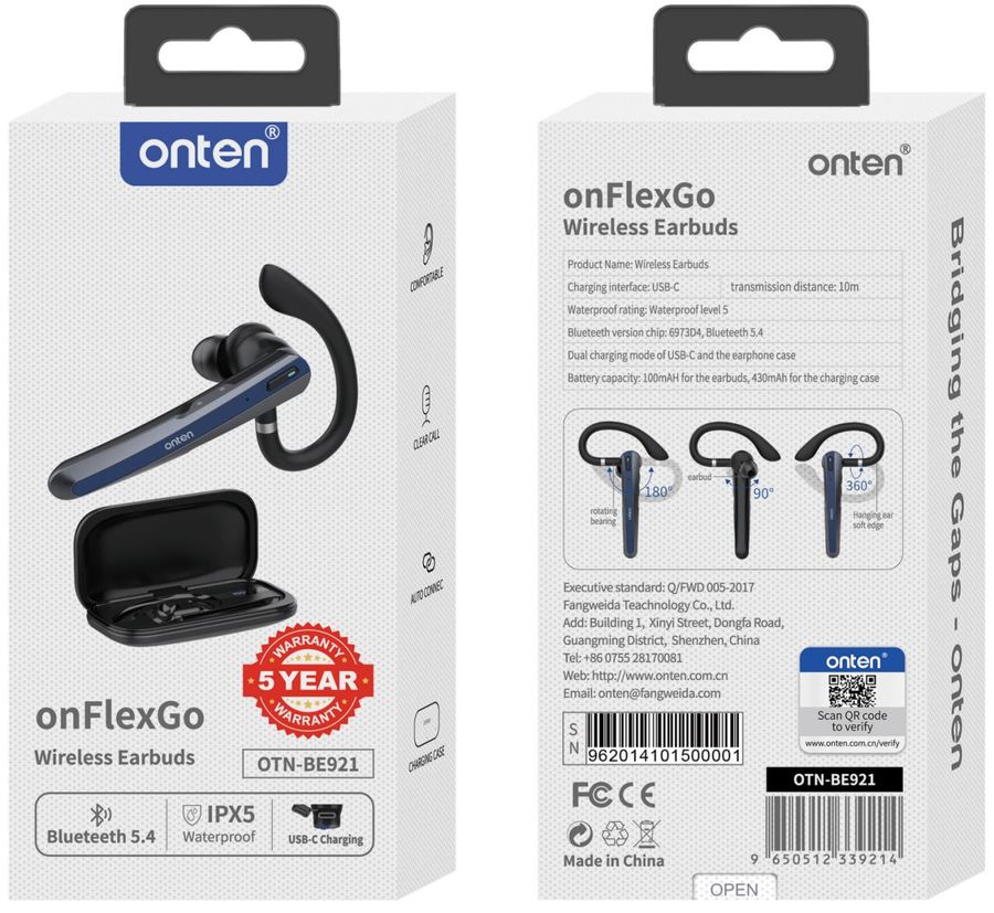 ONTEN OTN-BE921 Bluetooth earphones /ON-FlexGo