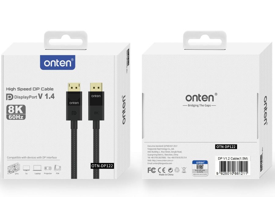 ONTEN OTN-DP122 DP 8k60hz High Speed DP Cable DisplayPort V1.4 8K@60hz 48Gbps ABS