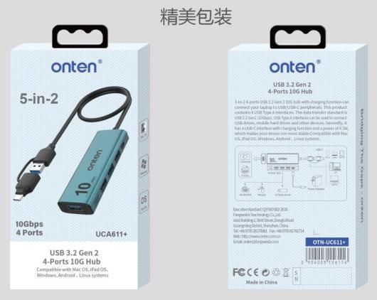 ONTEN OTN-UCA611+ 5-in-2 USB 3.2 Gen 2 4-Port 10G Hub 5