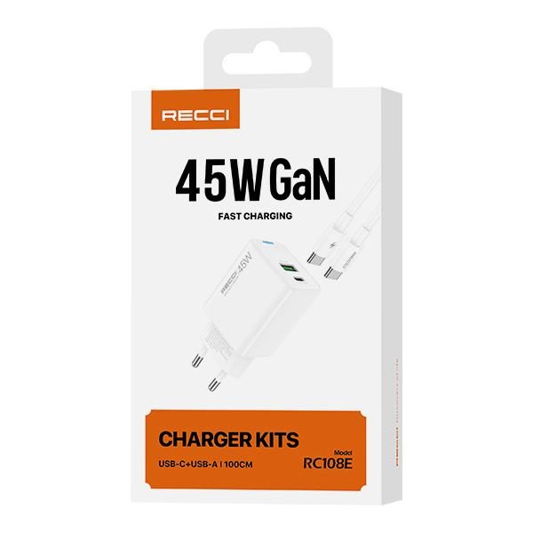 RECCI RC108E 45W GAN fast charger set EU PLUG