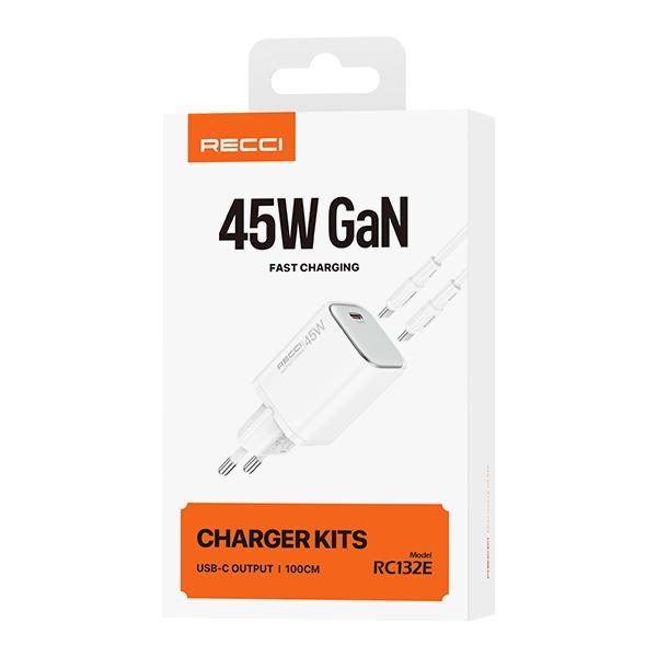 RECCI RC132E 45W GAN fast charger set EU PLUG