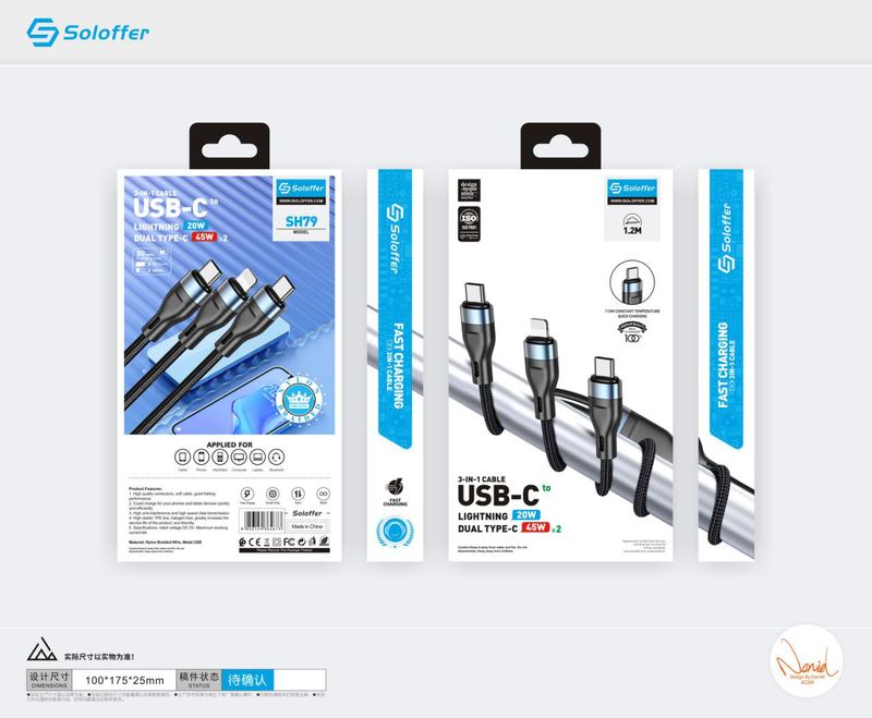 SOLOFFER SH80 PD 3IN1 USB data cable