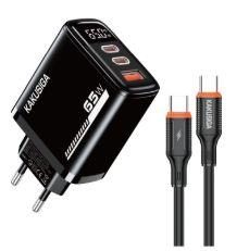 KAKUSIGA KSC-2219 PD65W digital three port charger set Private Mold (EU) Type-C to Type-C